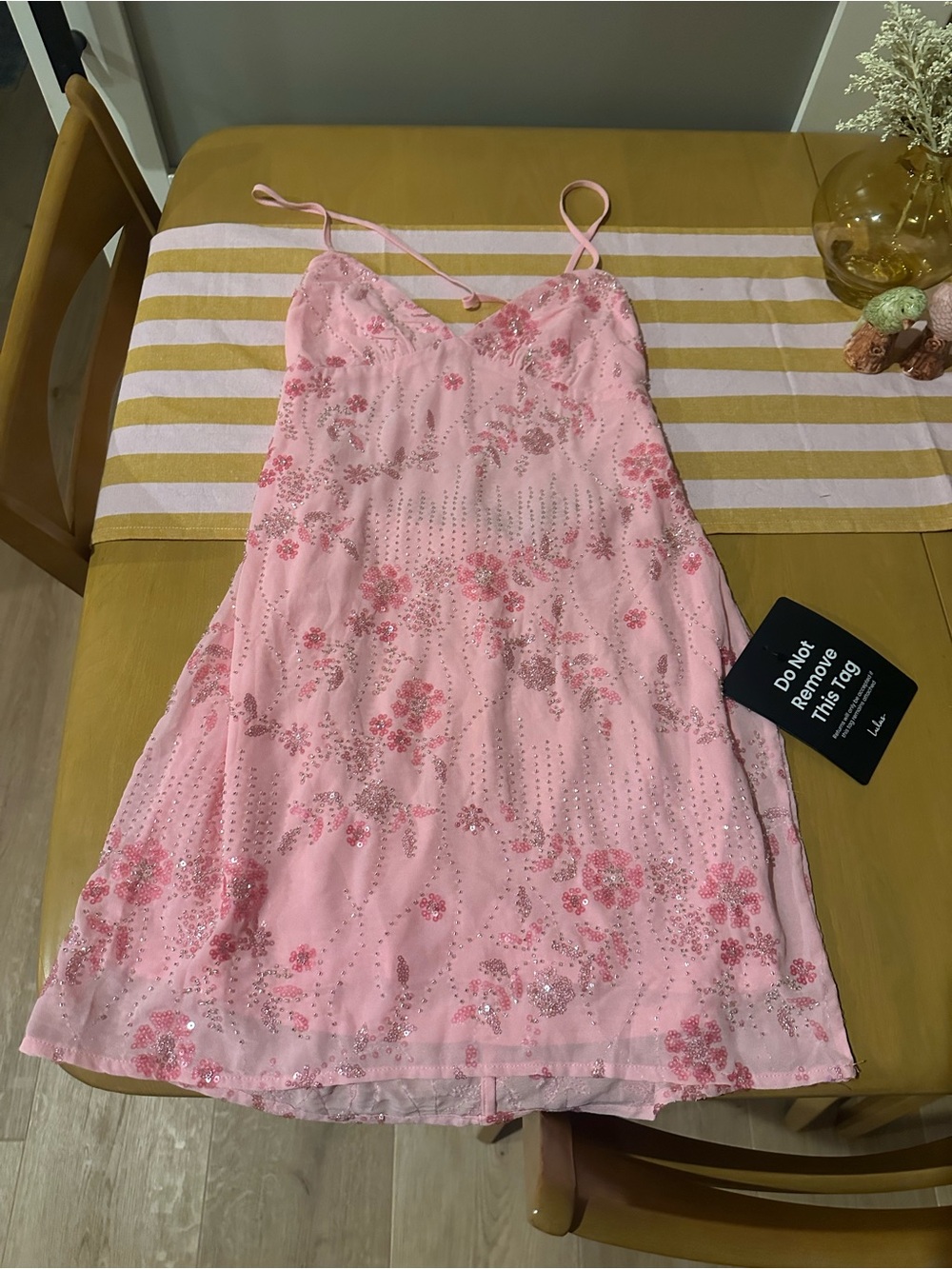 Lulu's Pink Sequin Floral Mini Dress
